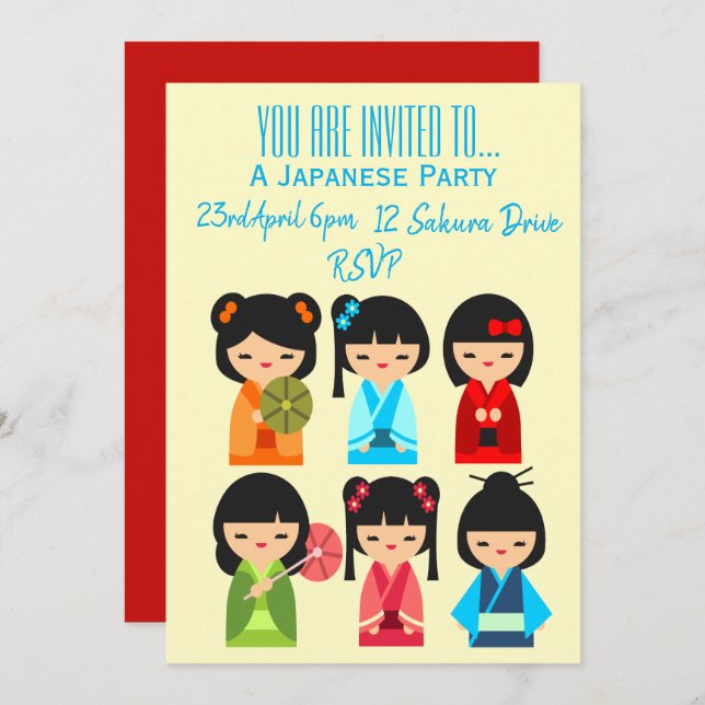 Japanese cute themed Japan party Invitation (Front/Back)