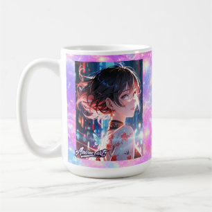 Japanese Cyberpunk Anime Girl Poster Neon City Coffee Mug