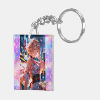 Japanese Cyberpunk Anime Girl Poster | Neon City Key Ring