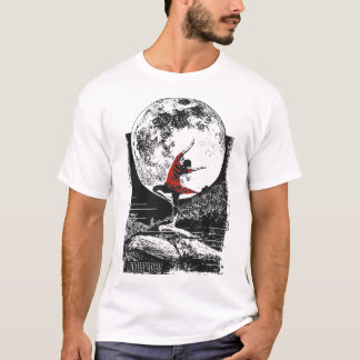 Japanese Dancer Art | Red Moon Print | Asian Wall T-Shirt