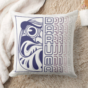 Japanese Daruma Doll Illustration Cushion