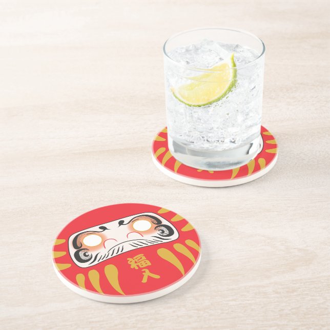 Japanese Daruma (No Eyes)  Coaster (Side)