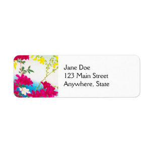 Japanese day lilies - magenta, yellow blue return address label