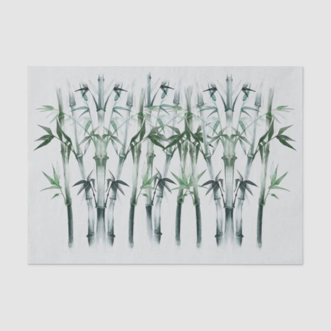 Japanese Decoupage Green Bamboo Pattern Tissue Paper (Front)