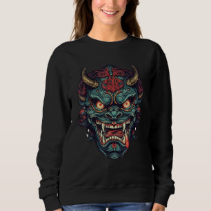 Japanese Demon Art Face Mask Devil Yokai Harajuku  Sweatshirt
