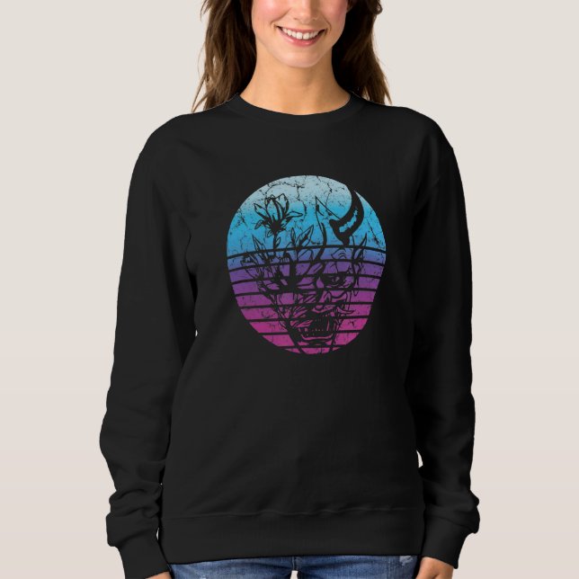 Japanese Demon Face Mask Devil Oni Vaporwave Aesth Sweatshirt (Front)