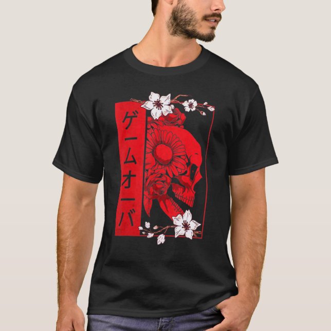 Japanese Demon Face Skull Devil Oni Harajuku Aesth T-Shirt (Front)