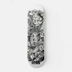 Japanese Demon Mask Samurai Sword Wave Skateboard 