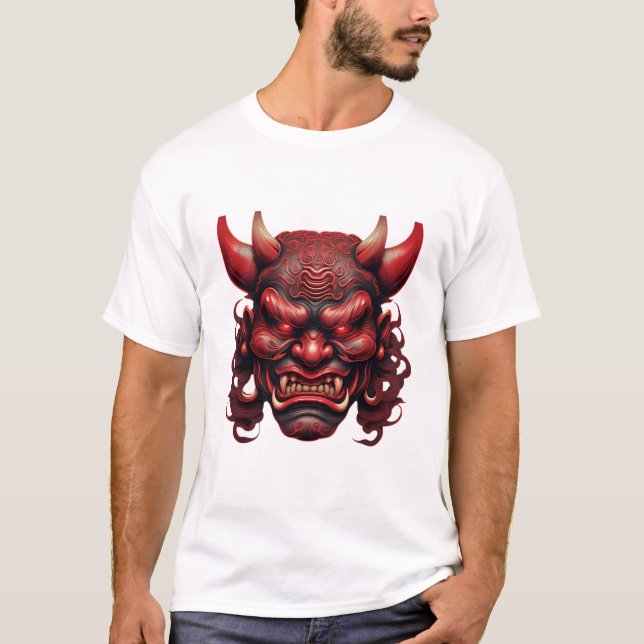 Japanese Demon Mask – Symbol of Fear and P T-Shirt (Front)
