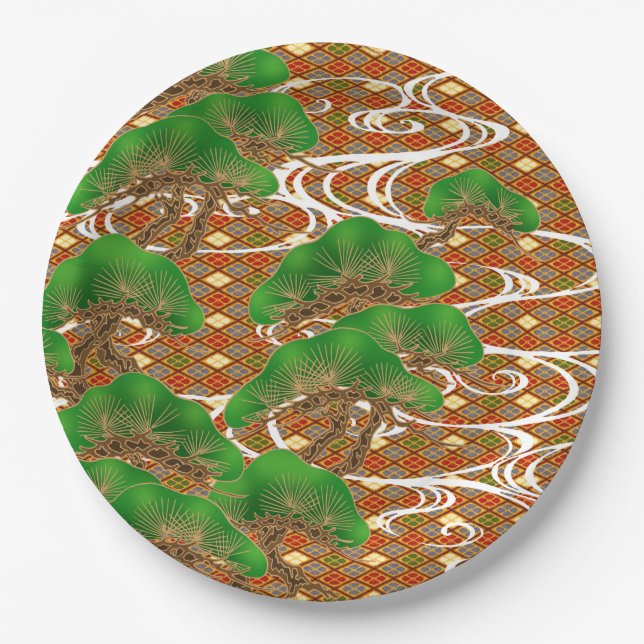 Japanese design party paper plates (Front)