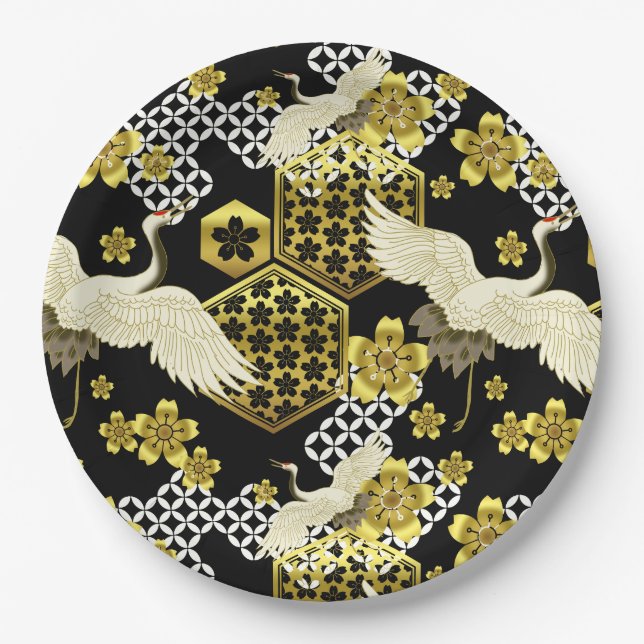 Japanese design party paper plates (Front)