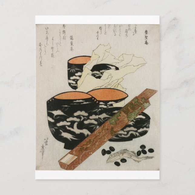 Japanese Dishware and Fish circa 1800s Postcard (Front)