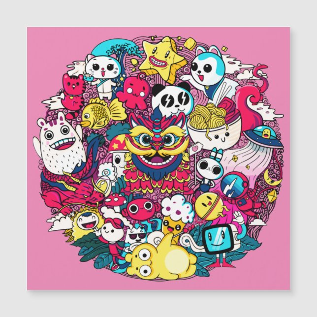 Japanese Doodle Art Magnetic Card (Front)