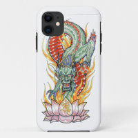 Japanese Dragon and Lotus Flower