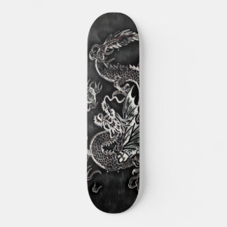 Japanese Dragon Black, Silver Vintage Deck Skateboard
