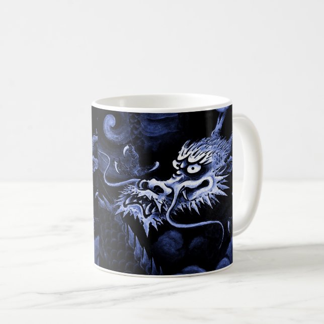 Japanese Dragon blue-black version Coffee Mug (Front Right)