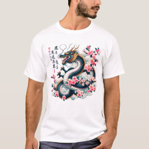 Japanese Dragon Cherry Blossom Aesthetic Japan T-Shirt