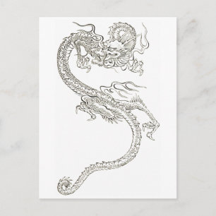 Japanese dragon, dragon, fantasy, sketch drawing postcard