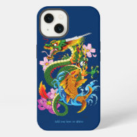 Japanese Dragon Koi Lotus Mythical Asian Blue