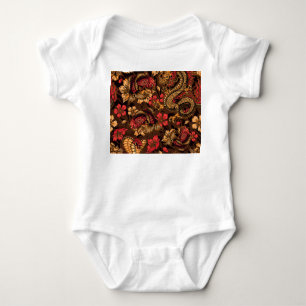 Japanese dragon koi pattern. baby bodysuit