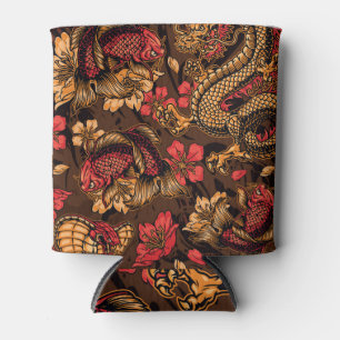 Japanese dragon koi pattern. can cooler