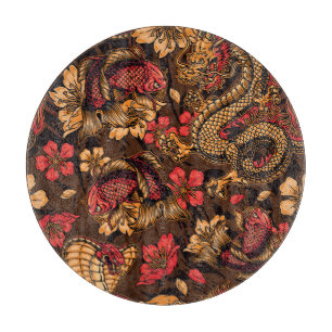 Japanese dragon koi pattern. cutting board