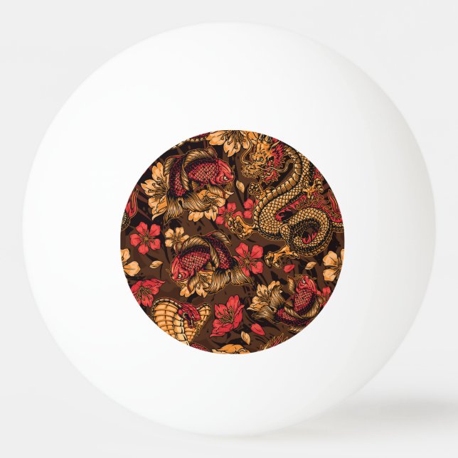Japanese dragon koi pattern. ping pong ball (Front)