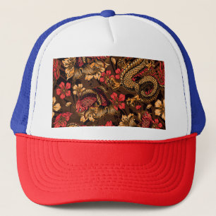 Japanese dragon koi pattern. trucker hat