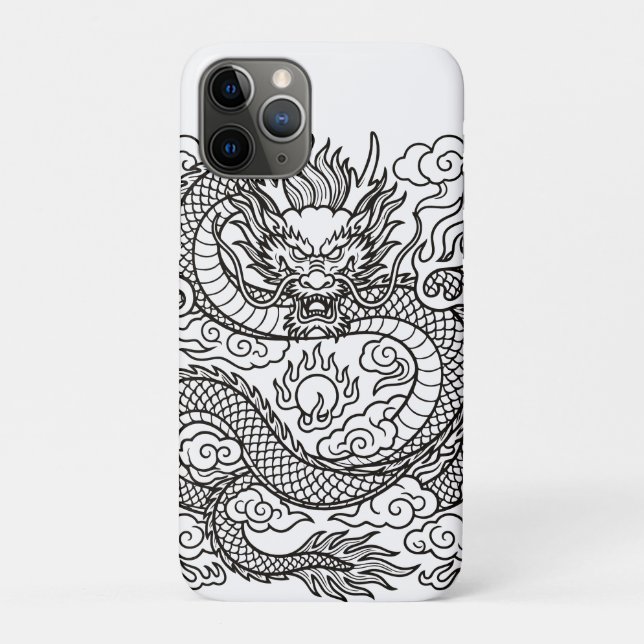 Japanese Dragon Line Art Mousepad Design Case-Mate iPhone Case (Back)