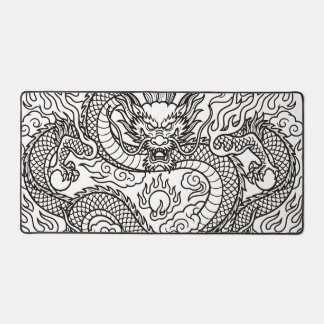 Japanese Dragon Line Art Mousepad Design Desk Mat