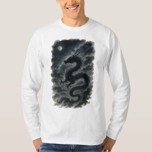 【Japanese Dragon Moon Long Sleeve T-Shirt】 T-Shirt