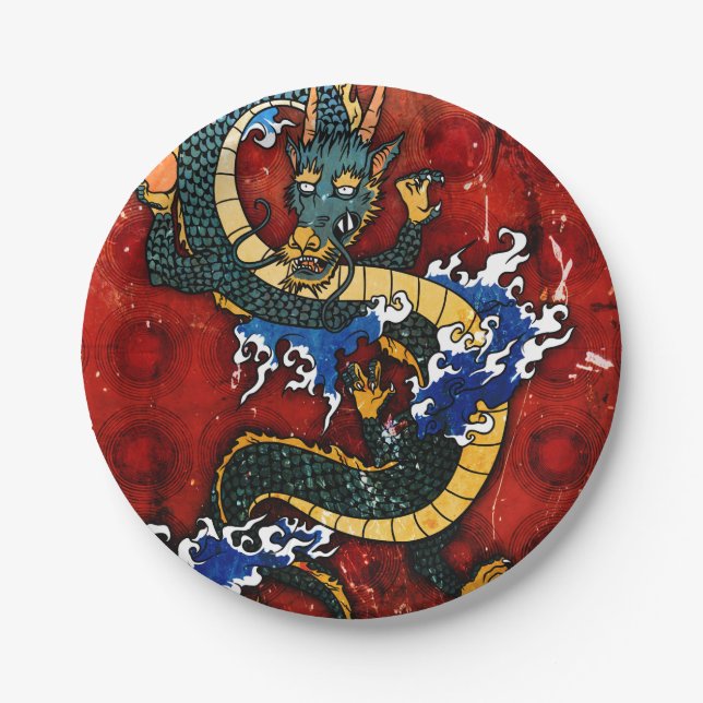 Japanese Dragon Paper Plate (Front)