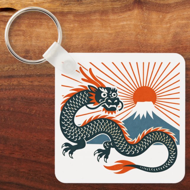 Japanese Dragon & Rising Sun Keychain (Front)
