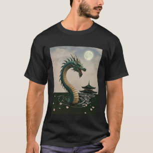 Japanese Dragon Sakura Blossom Full Moon Fantasy A T-Shirt
