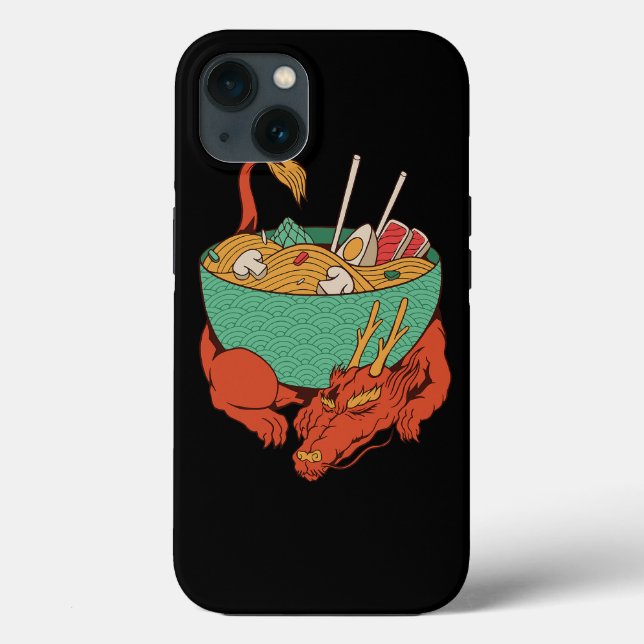 Japanese Dragon Sleeping With Ramen Bowl Ramen Noo Case-Mate iPhone Case (Back)