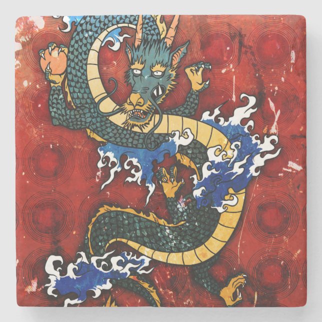 Japanese Dragon Stone Coaster (Front)