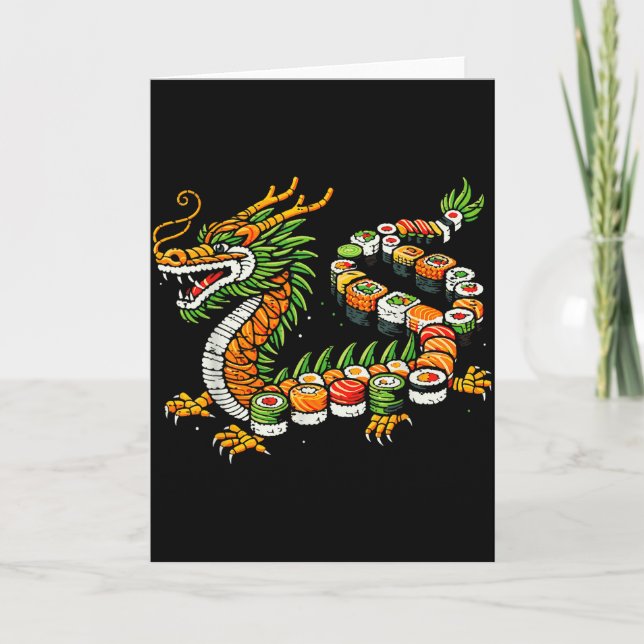 Japanese Dragon Sushi Funny Japanese Food Art Men  Card (Front)