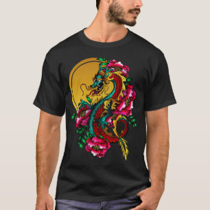 Japanese Dragon Tattoo Gold Sun Lotus T-Shirt