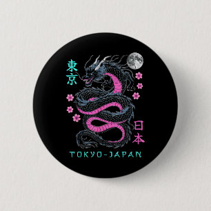 Japanese Dragon Tokyo Japan 80s Asian Mythical Ani 6 Cm Round Badge