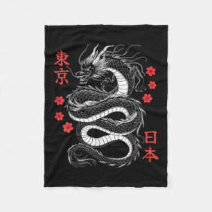 Japanese Dragon Tokyo Japan 80s Asian Mythical Ani Fleece Blanket