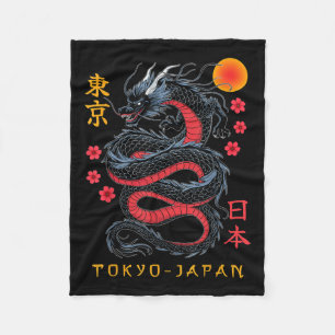 Japanese Dragon Tokyo Japan 80s Asian Mythical Ani Fleece Blanket