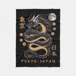 Japanese Dragon Tokyo Japan 80s Asian Mythical Ani Fleece Blanket
