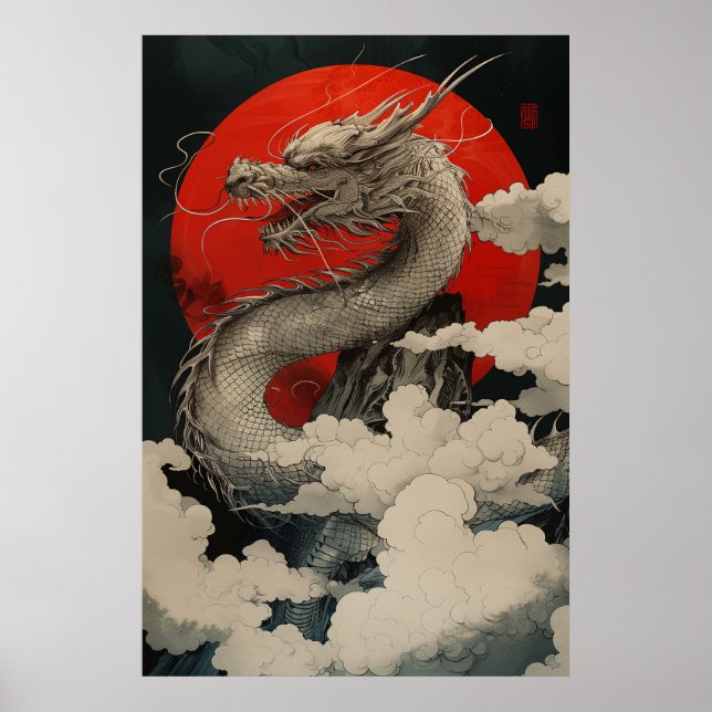 Japanese Dragon Ukiyo-e – Mythical Power Poster (Front)