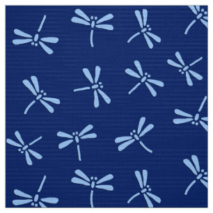 Japanese Dragonfly Pattern, Cobalt and Sky Blue Fabric