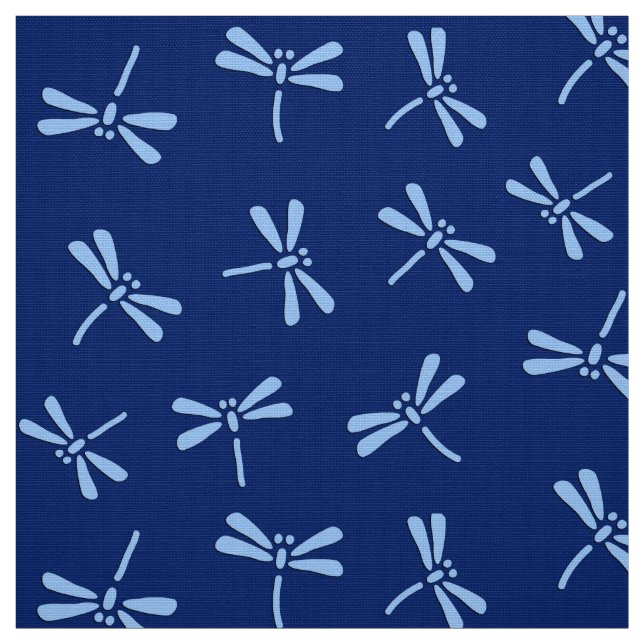 Japanese Dragonfly Pattern, Cobalt and Sky Blue Fabric (Swatch)