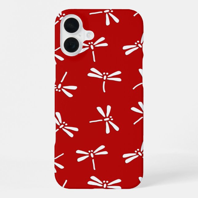 Japanese Dragonfly Pattern, Deep Red and White iPhone Case (Back)