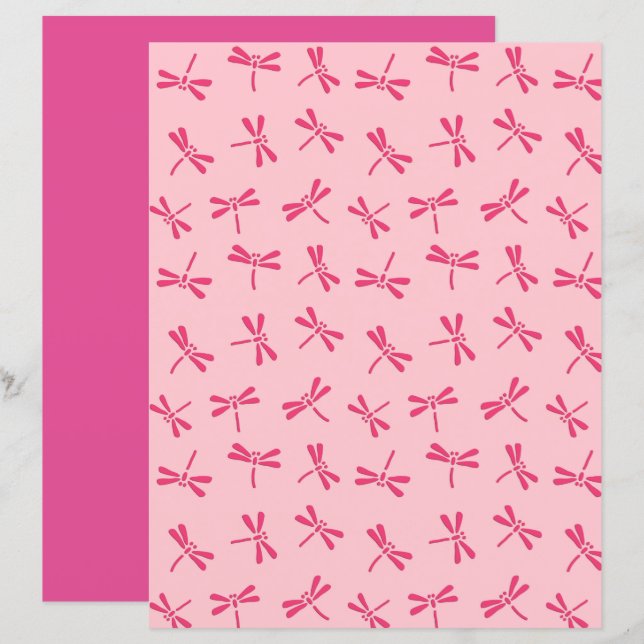 Japanese Dragonfly Pattern, Light Coral Pink (Front/Back)