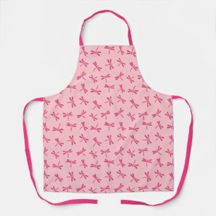 Japanese Dragonfly Pattern, Light Coral Pink Apron