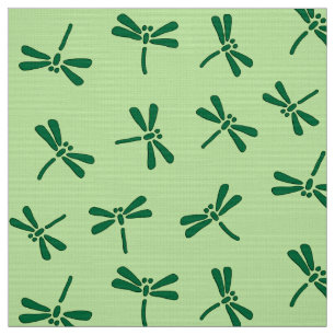 Japanese Dragonfly Pattern, Light Jade Green Fabric