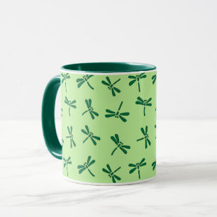 Japanese Dragonfly Pattern, Light Jade Green Mug